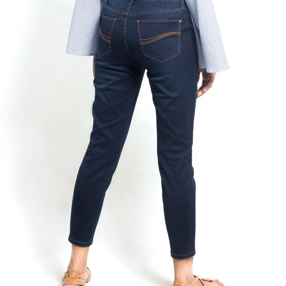 OLGYN Stretch Dark Blue Denim Ankle Pant Slim Fit - Picture 2 of 5